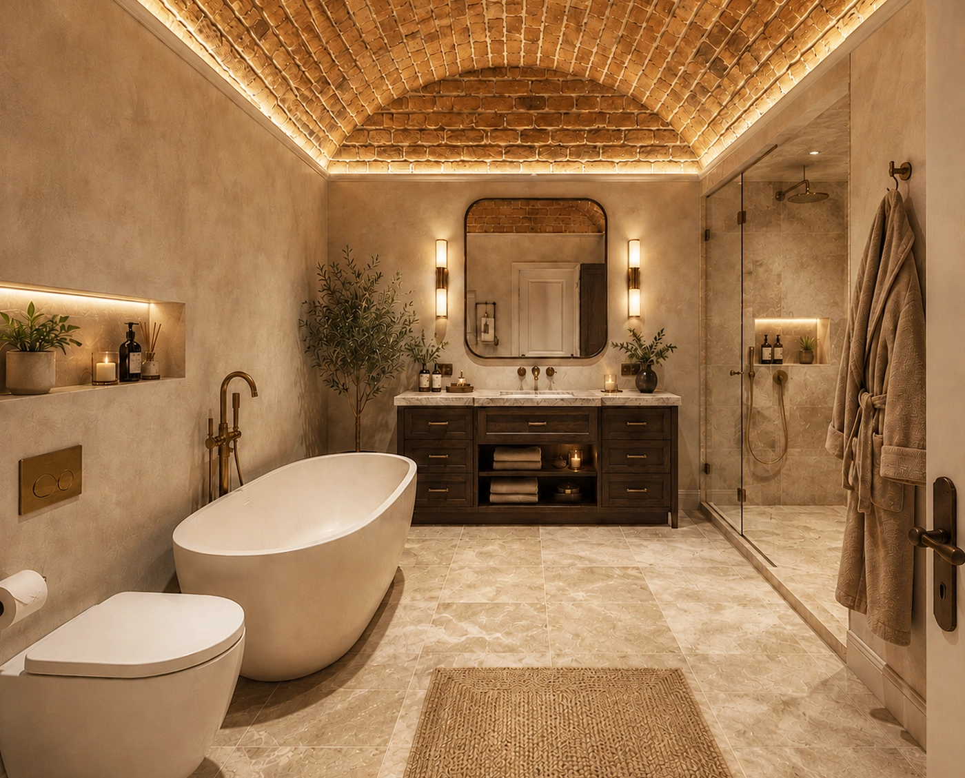 Principal en-suite with a freestanding bath and walk-in shower